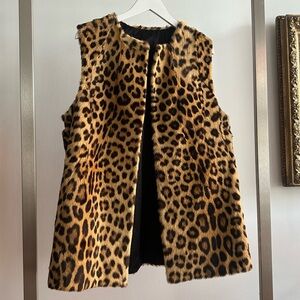 Vintage Leopard Print Genuine Fur Vest